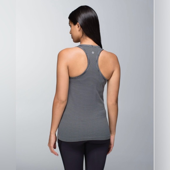 Lululemon Black & White Stripe Swiftly Tech Sleeveless Racerback Tank Top Size 4 - Picture 8 of 12